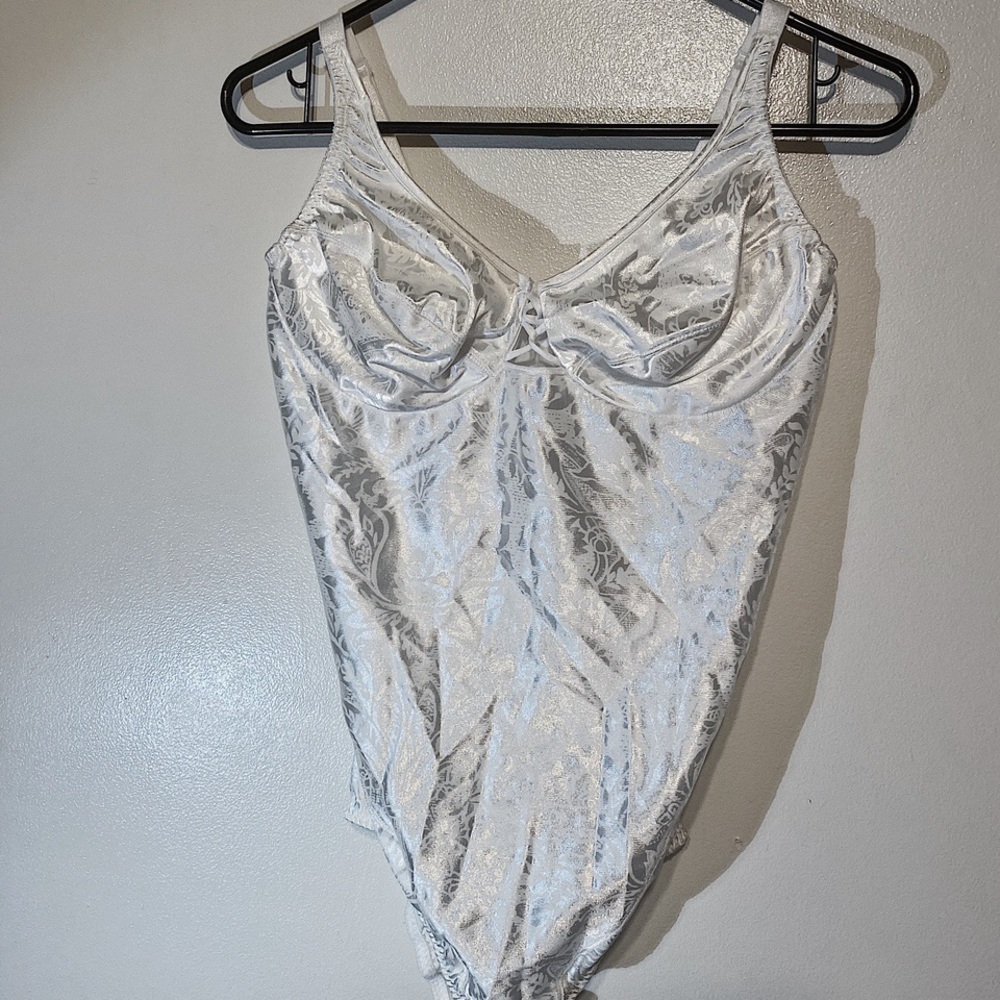 White silky lingerie body suit